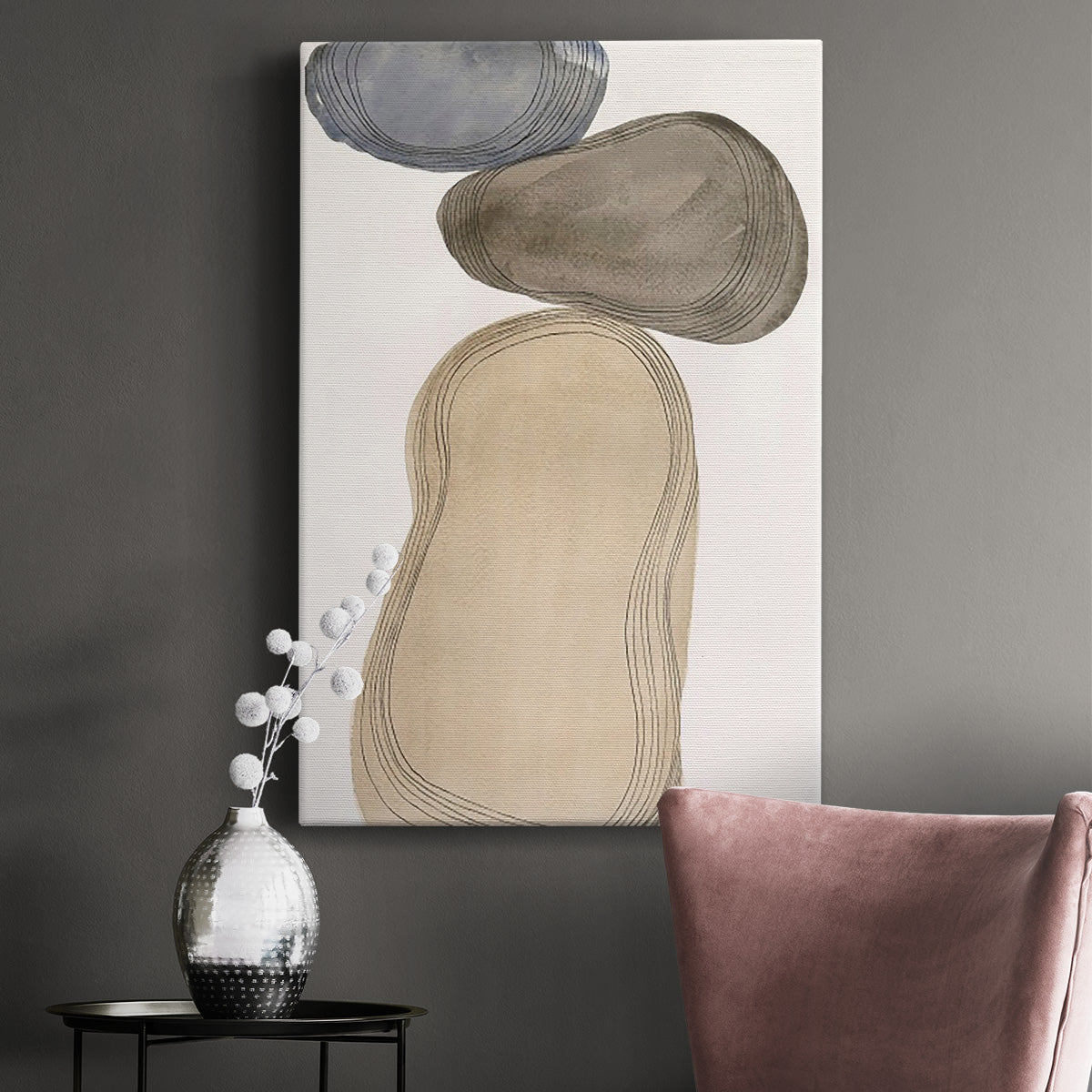 River Rocks Contour I Premium Gallery Wrapped Canvas - Ready to Hang