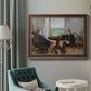 Impressionist interior scene by Édouard Manet in an ornate bronzed mahogany wood frame displayed in a bright interior setting.