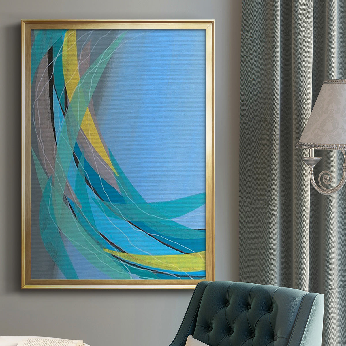 Circulating Flow I - Modern Framed Canvas Print