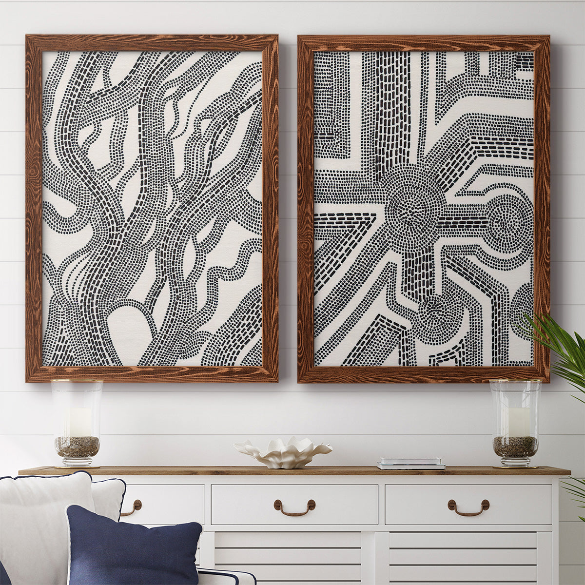 Dots and Dashes I - Premium Framed Canvas 2 Piece Set - Ready to Hang