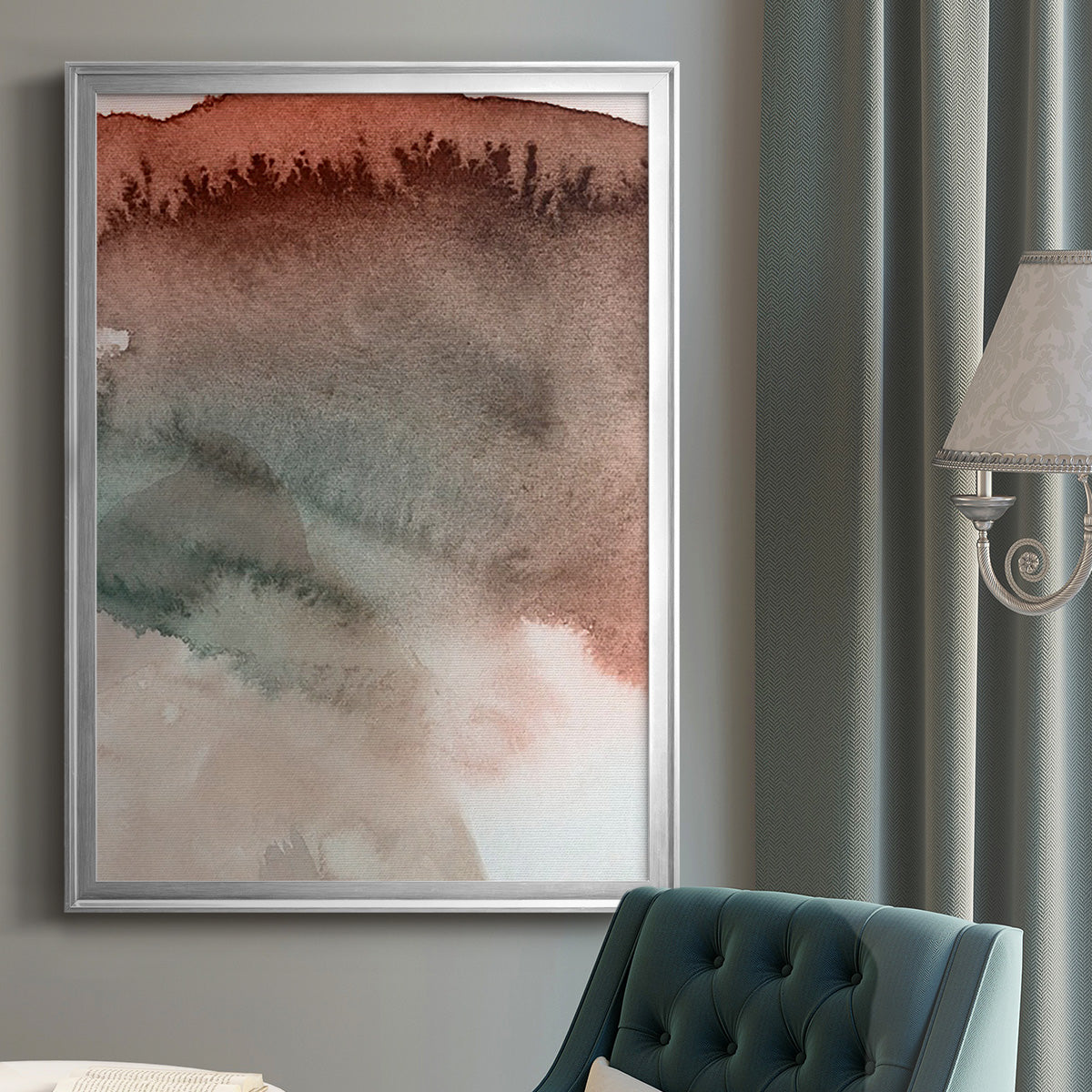 Red Ochre Abstract IV - Modern Framed Canvas Print