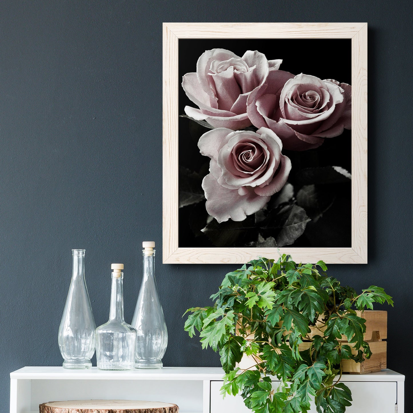 Rose Noir I - Premium Canvas Framed in Barnwood - Ready to Hang