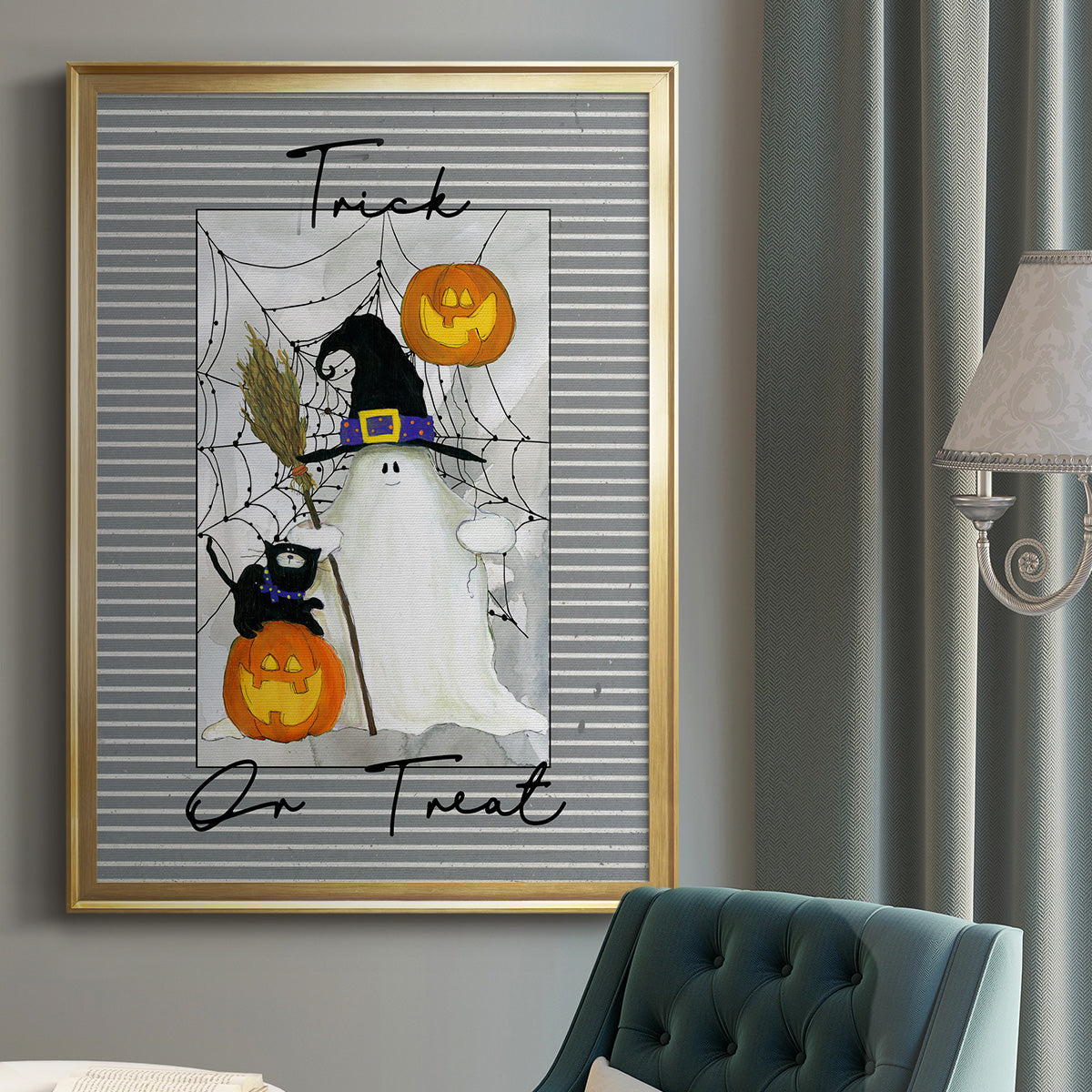 Trick or Treat Ghost - Modern Framed Canvas Print