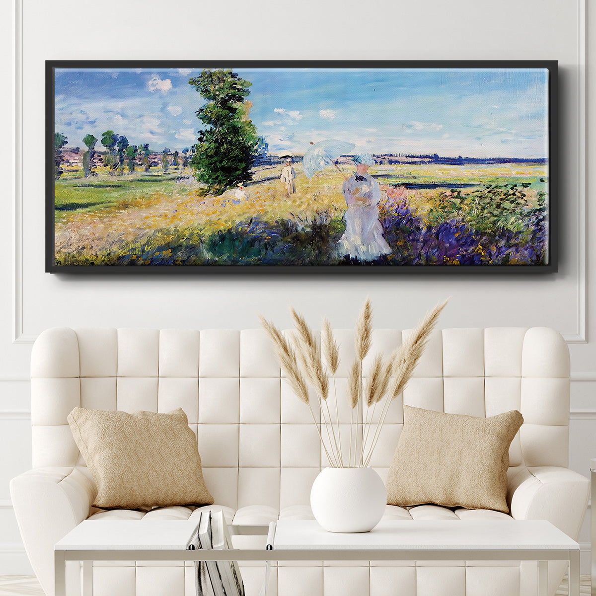 The Promenade, Argenteuil, 1875 - Floater Framed Canvas Print