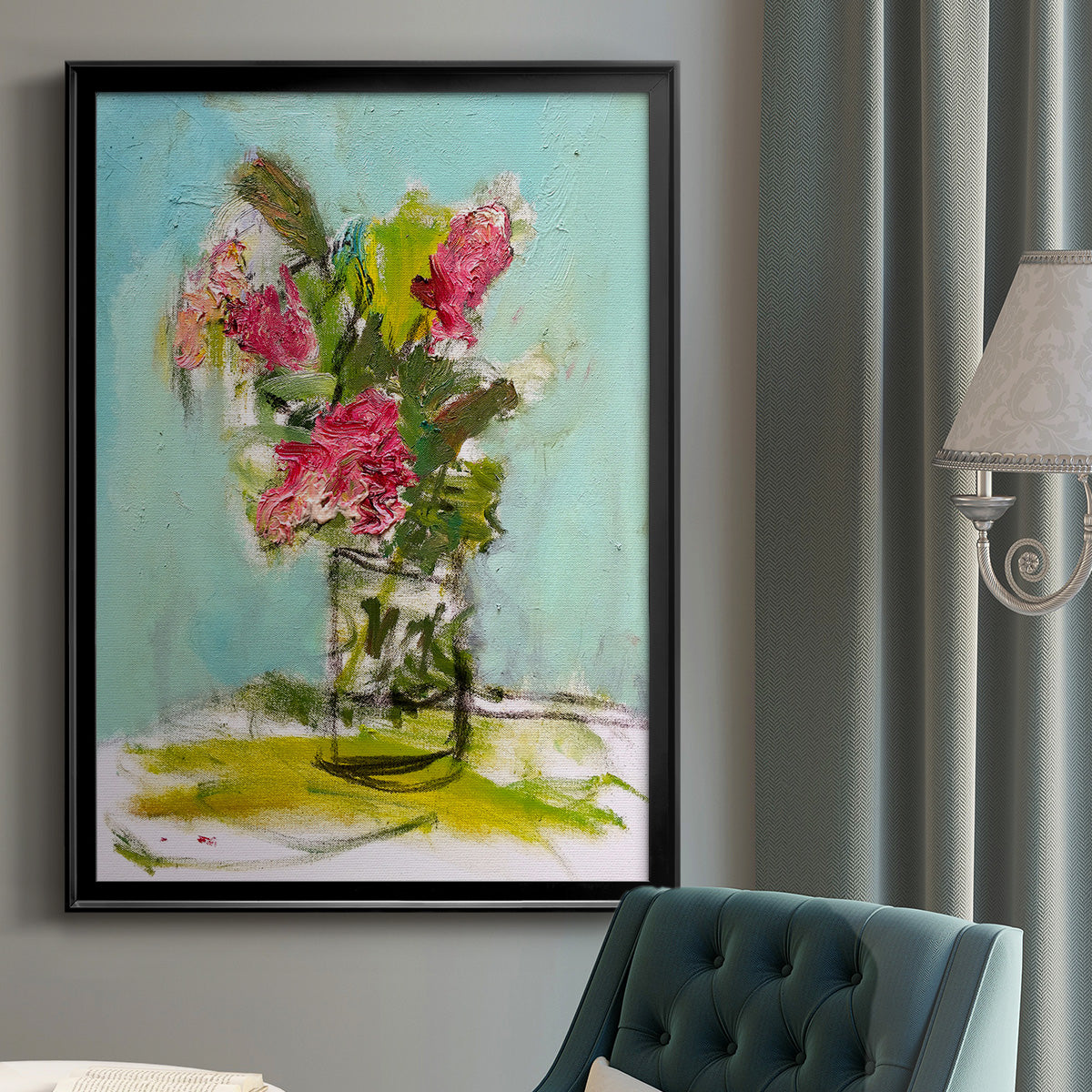 Turquoise Lilly - Modern Framed Canvas Print