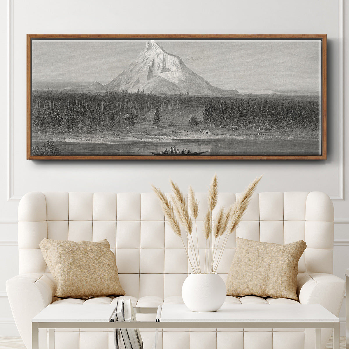 Mount Hood from the Columbia - Floater Framed Canvas Print
