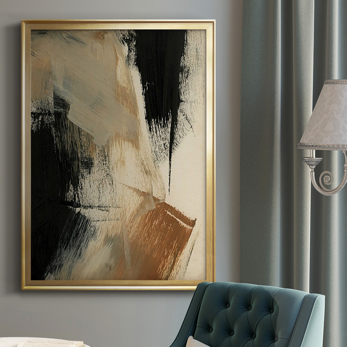Baked Paintstrokes V - Modern Framed Canvas Print