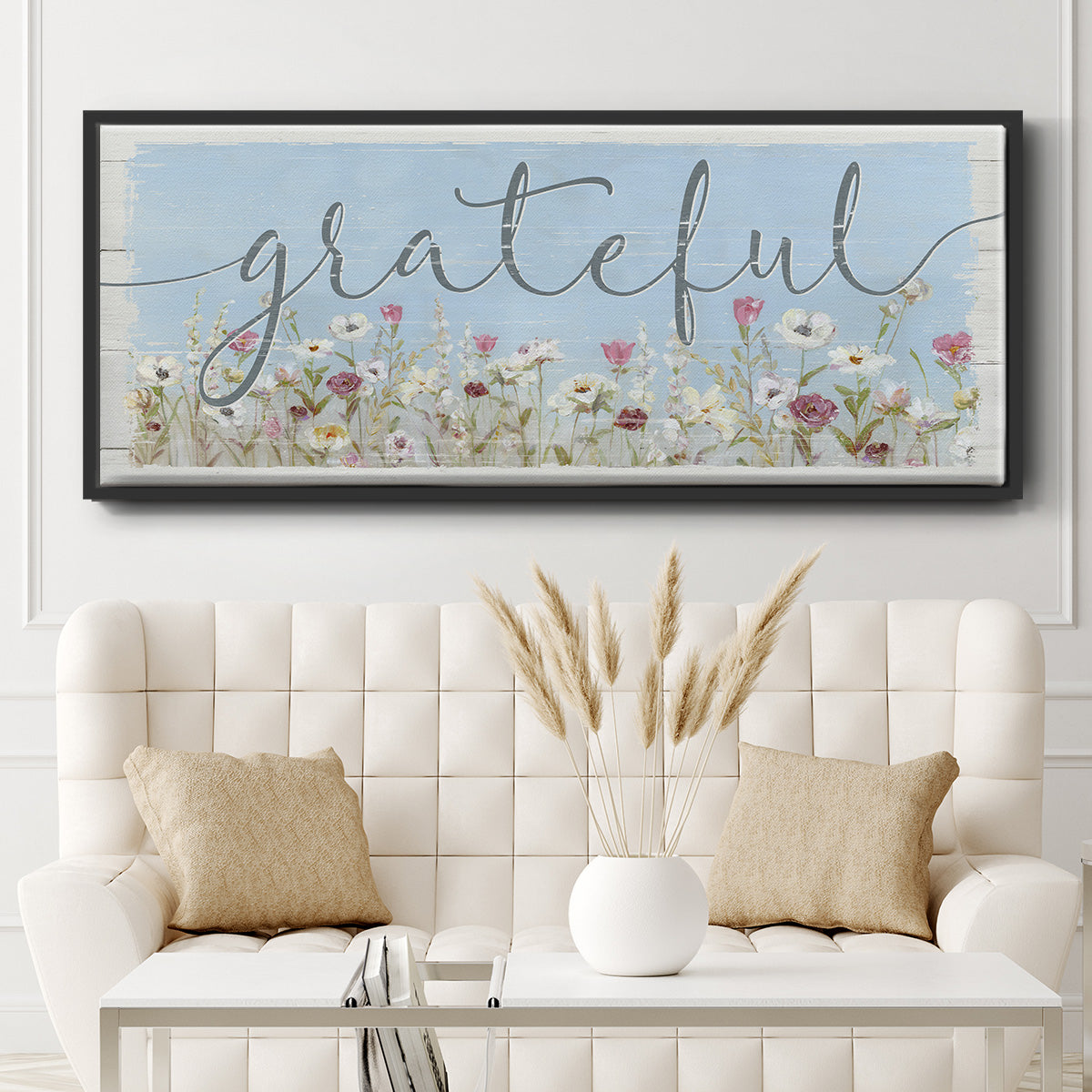 Bloomin Around Grateful - Floater Framed Canvas Print