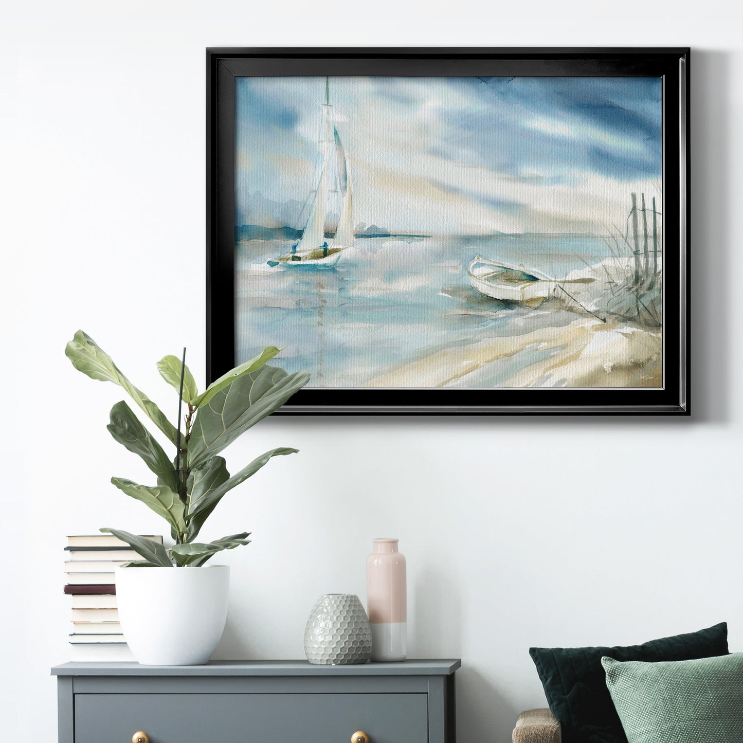 Subtle Sail - Modern Framed Canvas Print