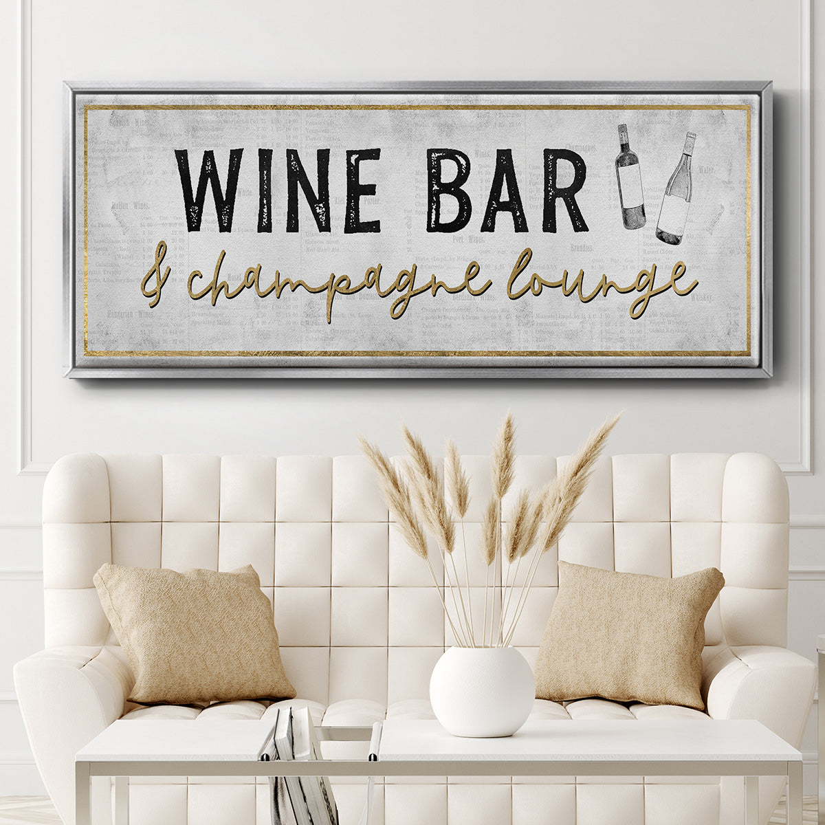 Champagne Lounge - Floater Framed Canvas Print
