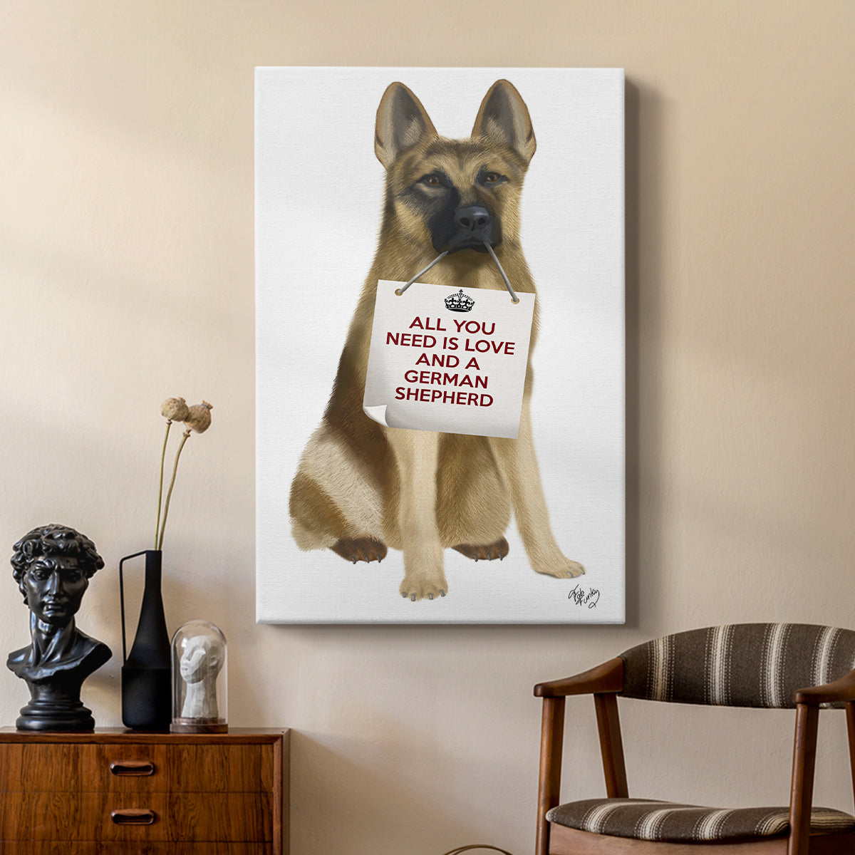 Love and German Shepherd - Canvas Art Print