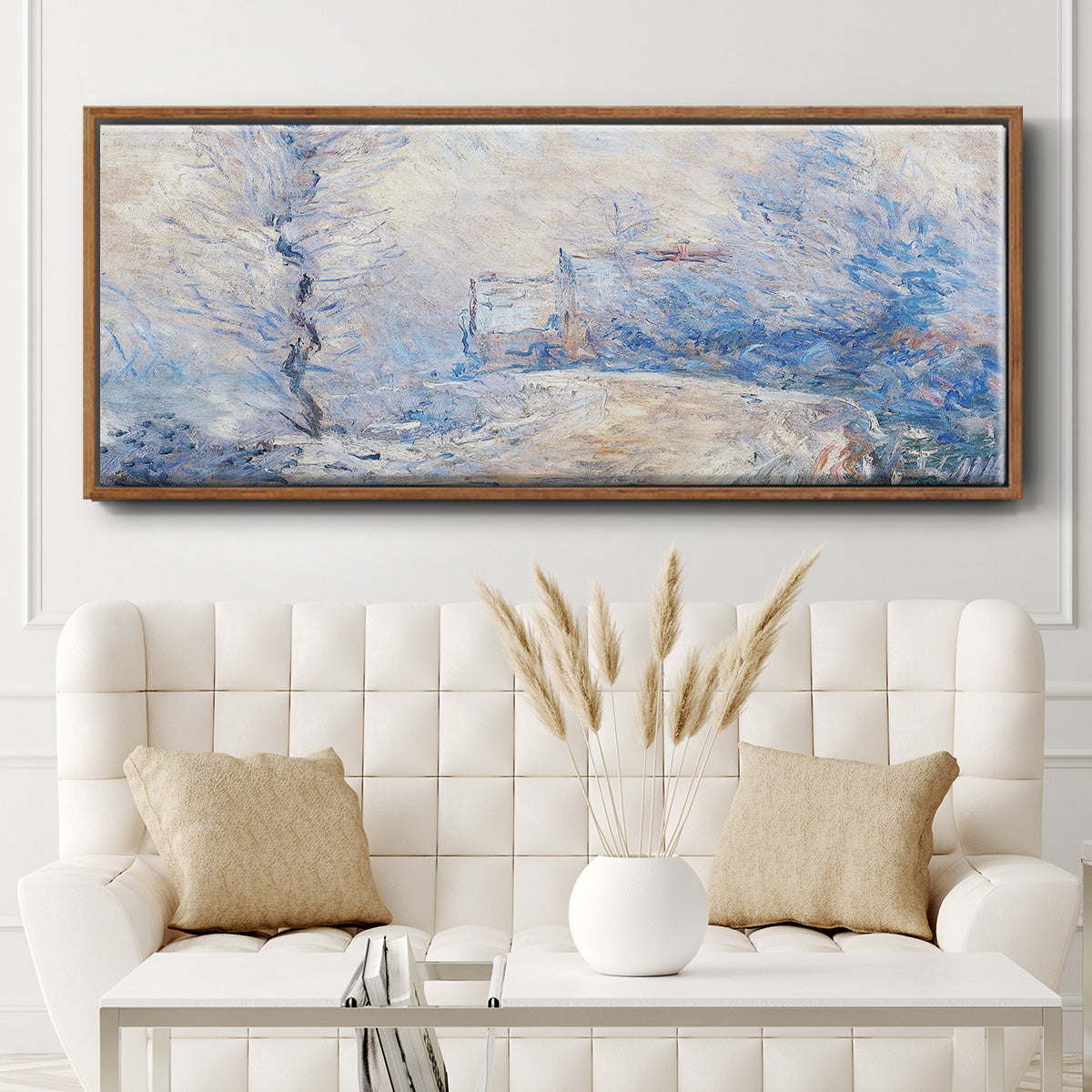 The Entrance to Giverny Under the Snow, 1885 - Floater Framed Canvas Print