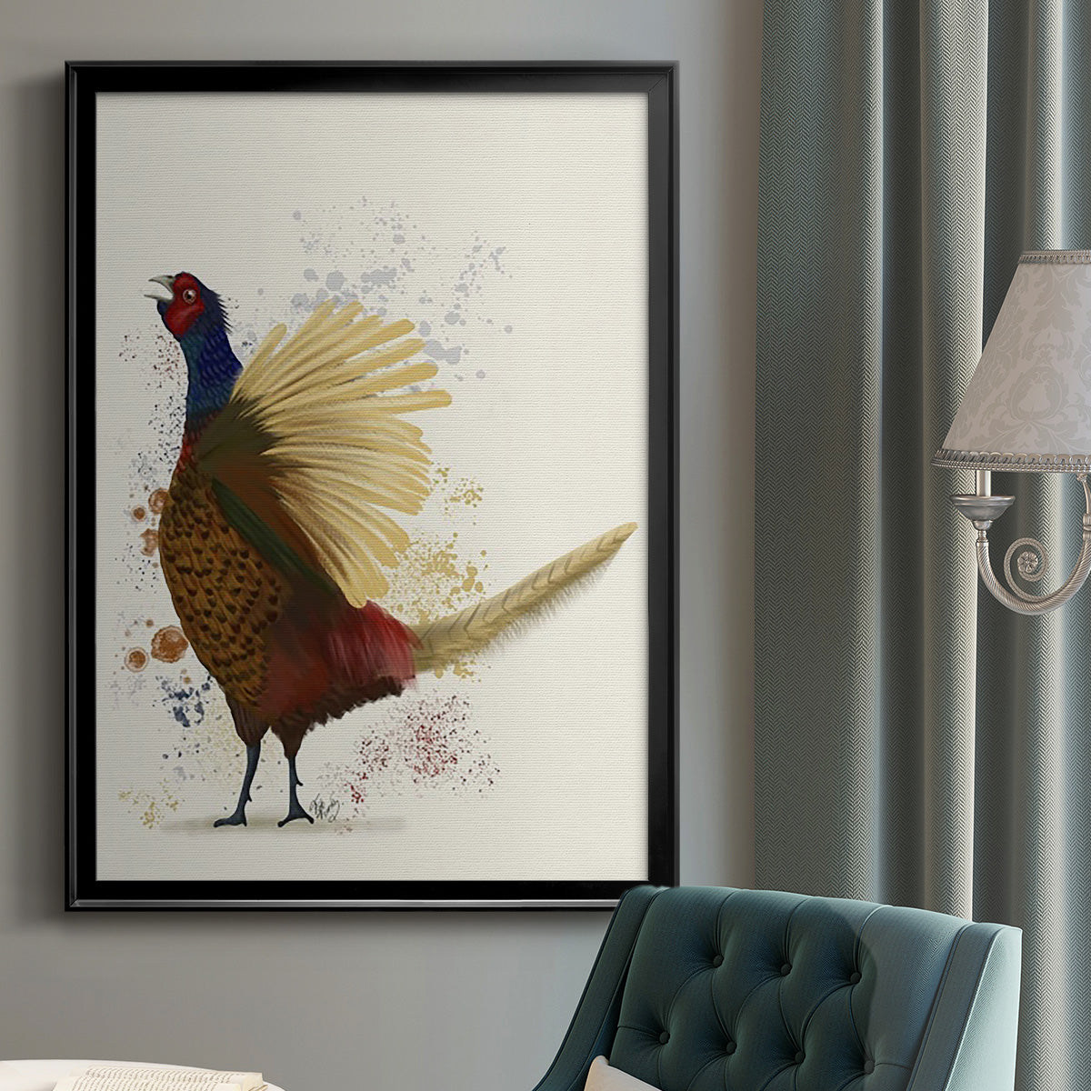 Pheasant Splash 8 - Modern Framed Canvas Print