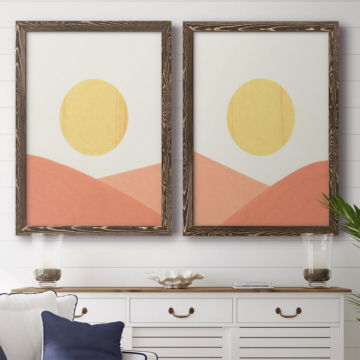 Simple Boho Sun I - Premium Framed Canvas 2 Piece Set - Ready to Hang