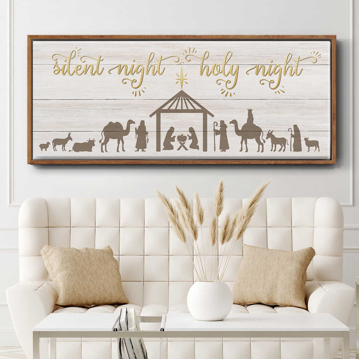 Silent Night Nativity - Floater Framed Canvas Print