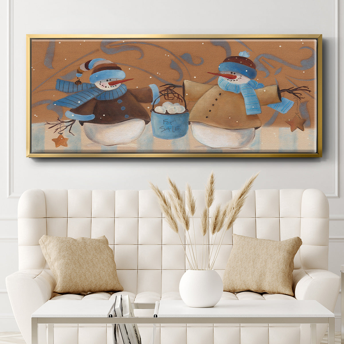 Snowball Bucket - Floater Framed Canvas Print
