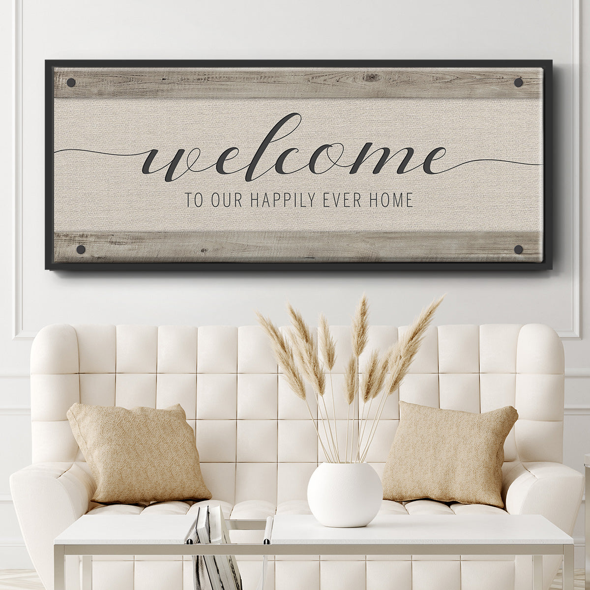 Happily Home - Floater Framed Canvas Print