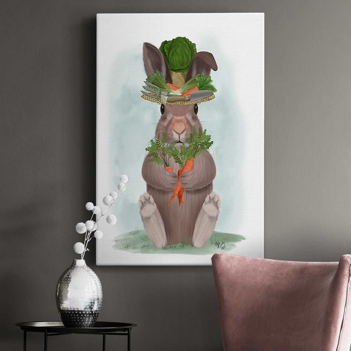 Rabbit Carrot Hat Premium Gallery Wrapped Canvas - Ready to Hang