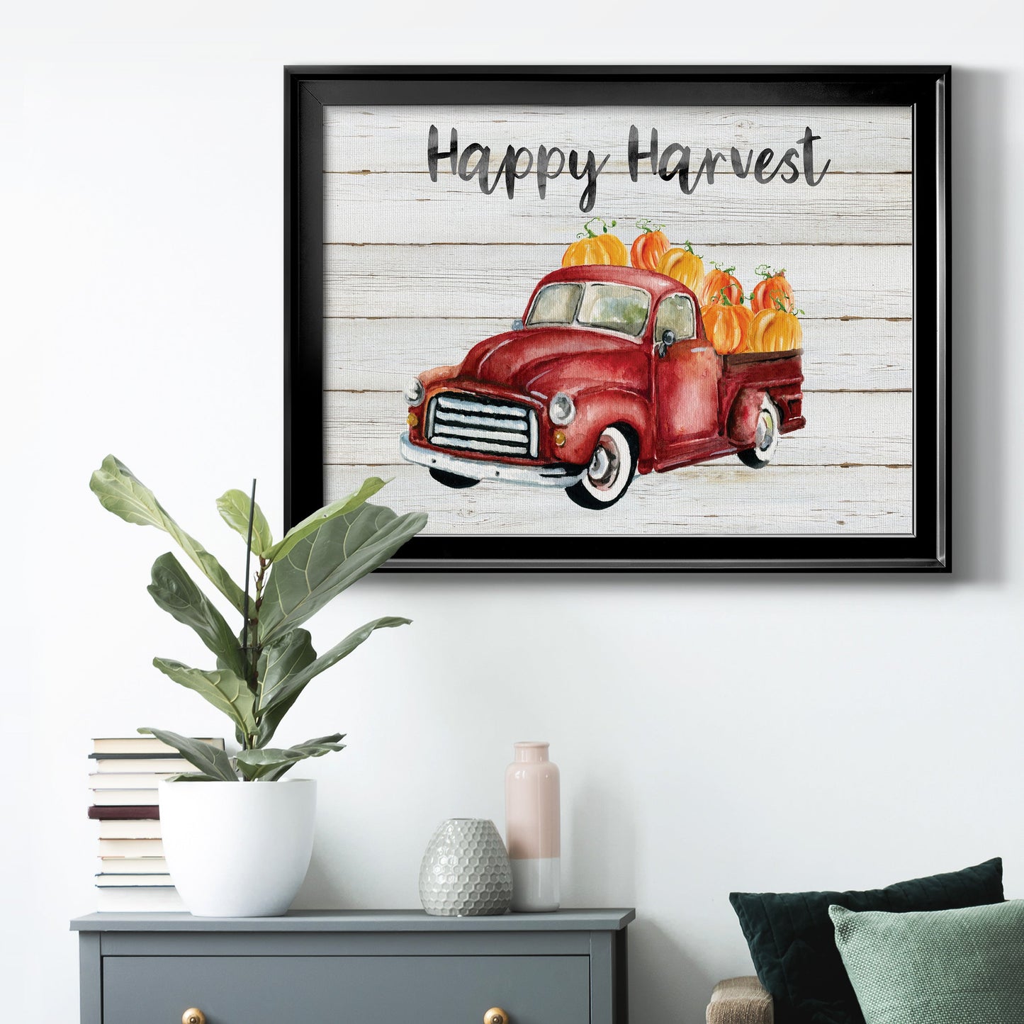 Happy Harvest Truck Premium Classic Framed Canvas - Ready to Hang