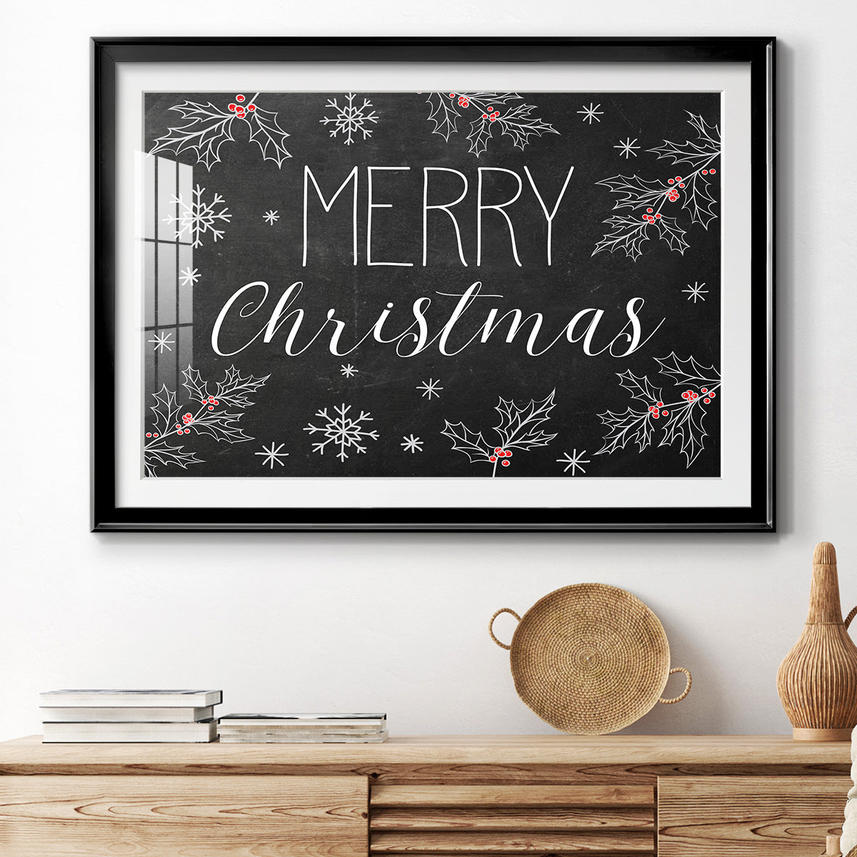 Merry Christmas Chalkboard - Modern Framed Art Print