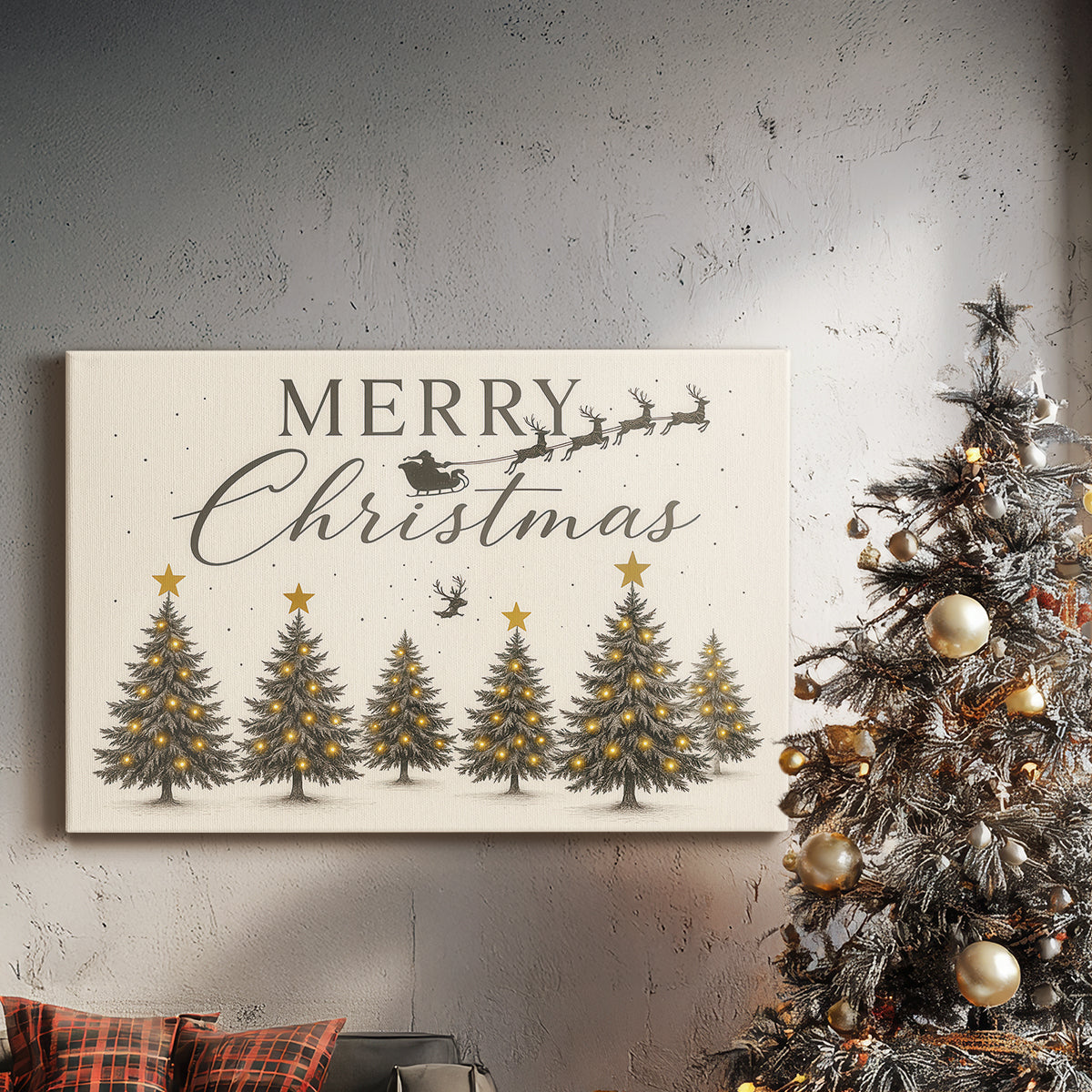Frostlit Wreath of Pines - Canvas Art Print