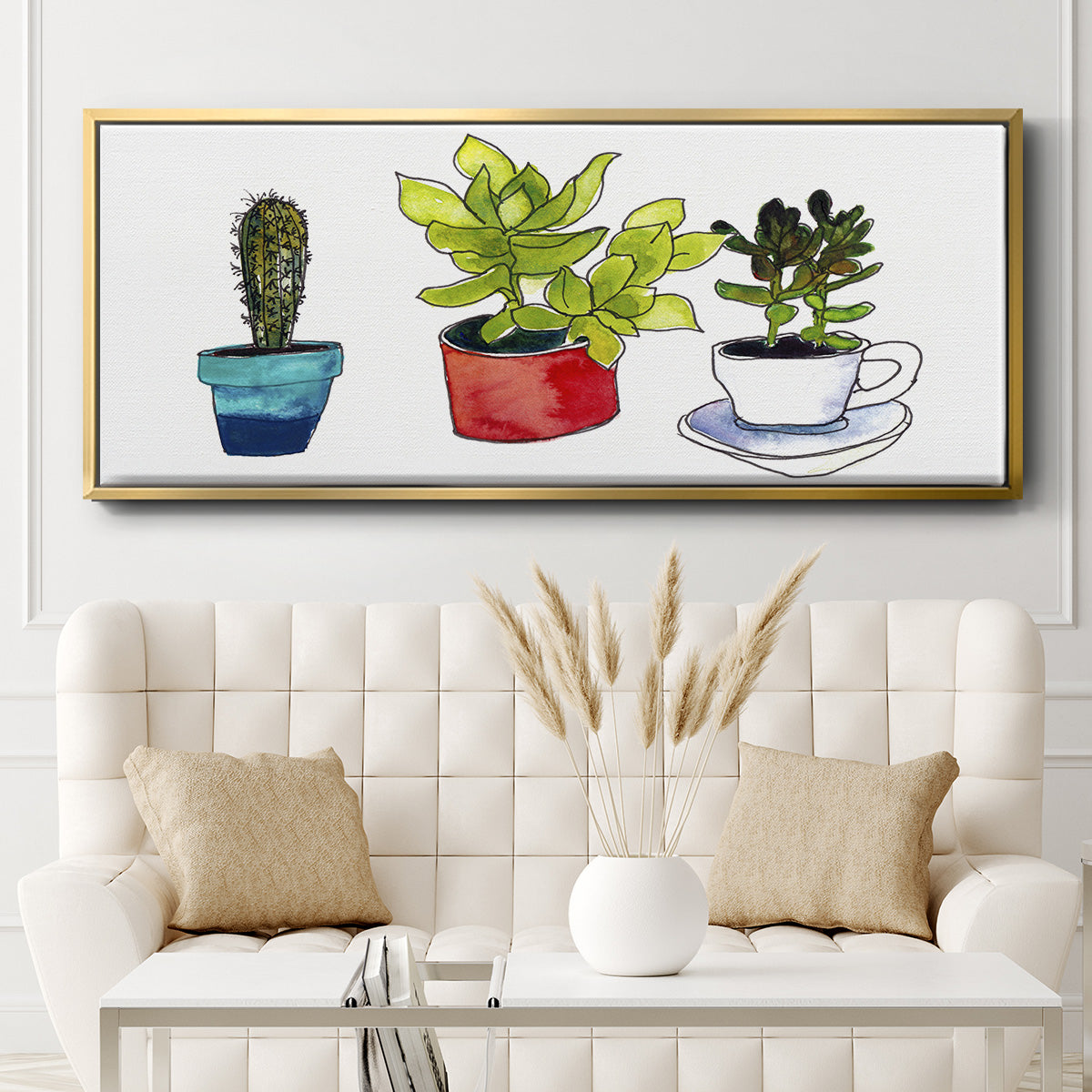 Vibing Succulents II - Floater Framed Canvas Print