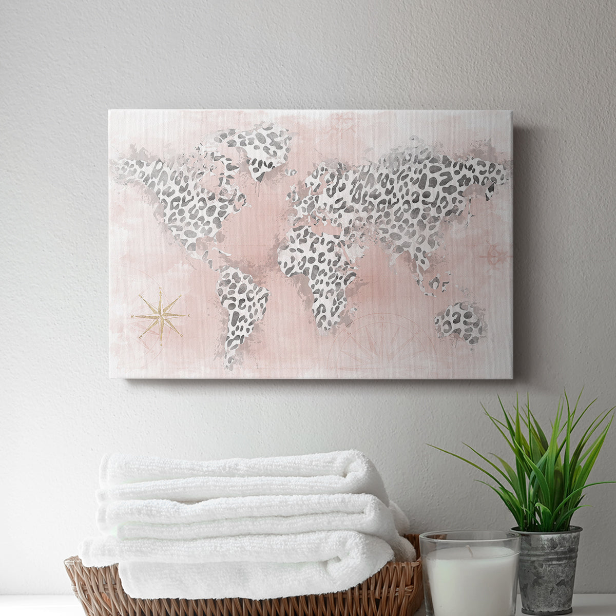 Pink Cheetah Map - Canvas Art Print