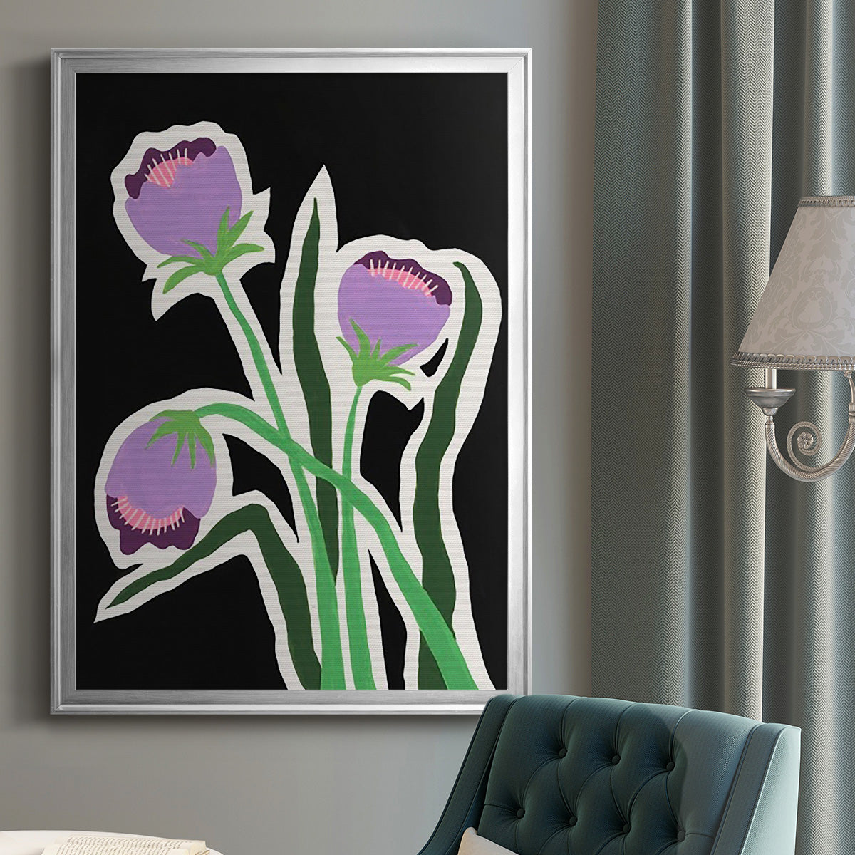 Pop Flowers II - Modern Framed Canvas Print