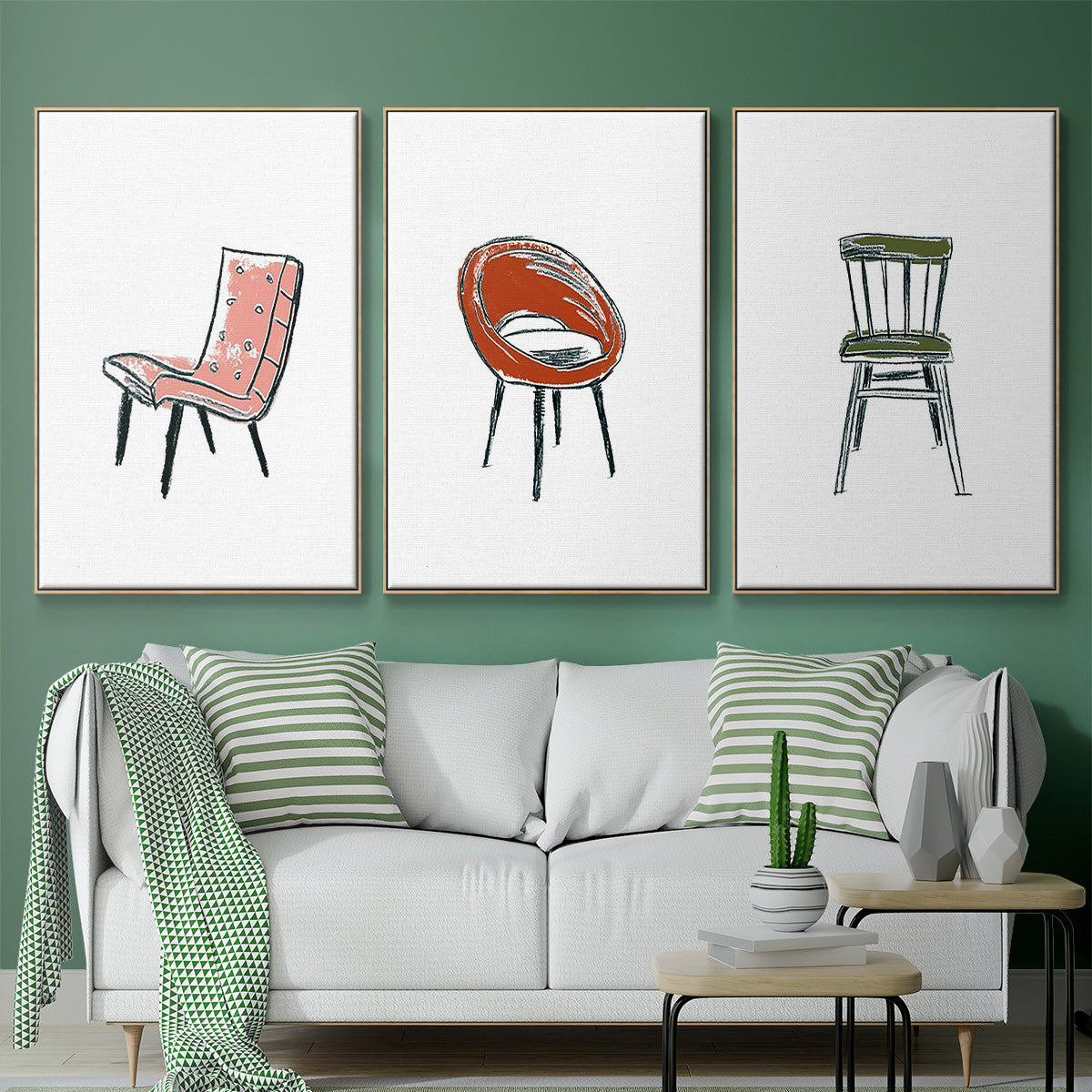 Take a Seat IV - Framed Premium Gallery Wrapped Canvas L Frame 3 Piece Set - Ready to Hang