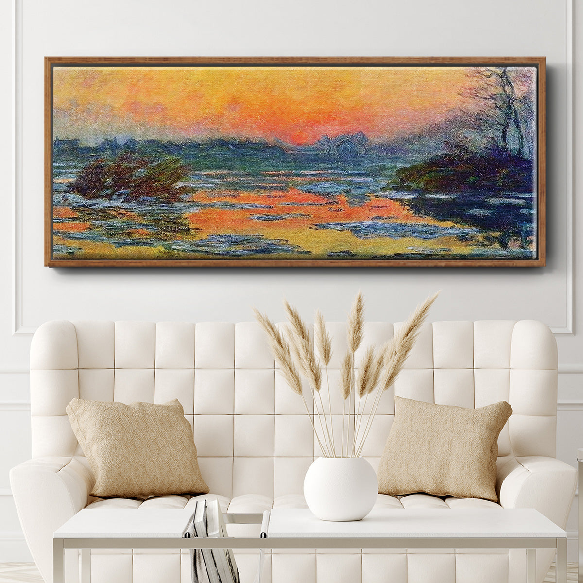 Sunset on the Seine in Winter, 1880 - Floater Framed Canvas Print