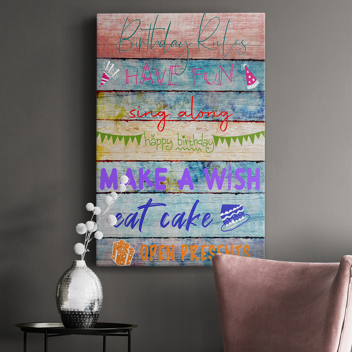 Birthday Rules Premium Gallery Wrapped Canvas - Ready to Hang