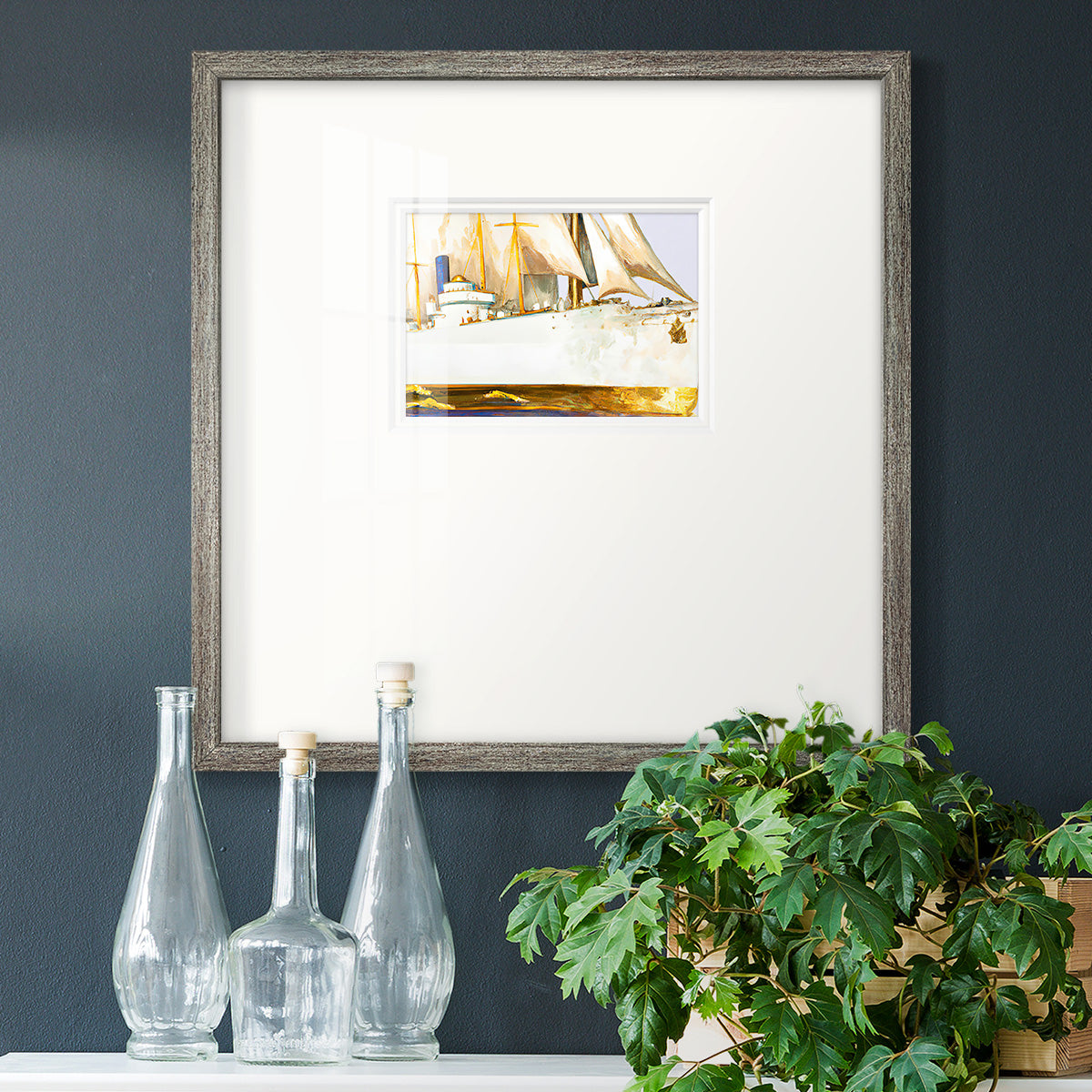 Golden Steam Ship II Premium Framed Print Double Matboard