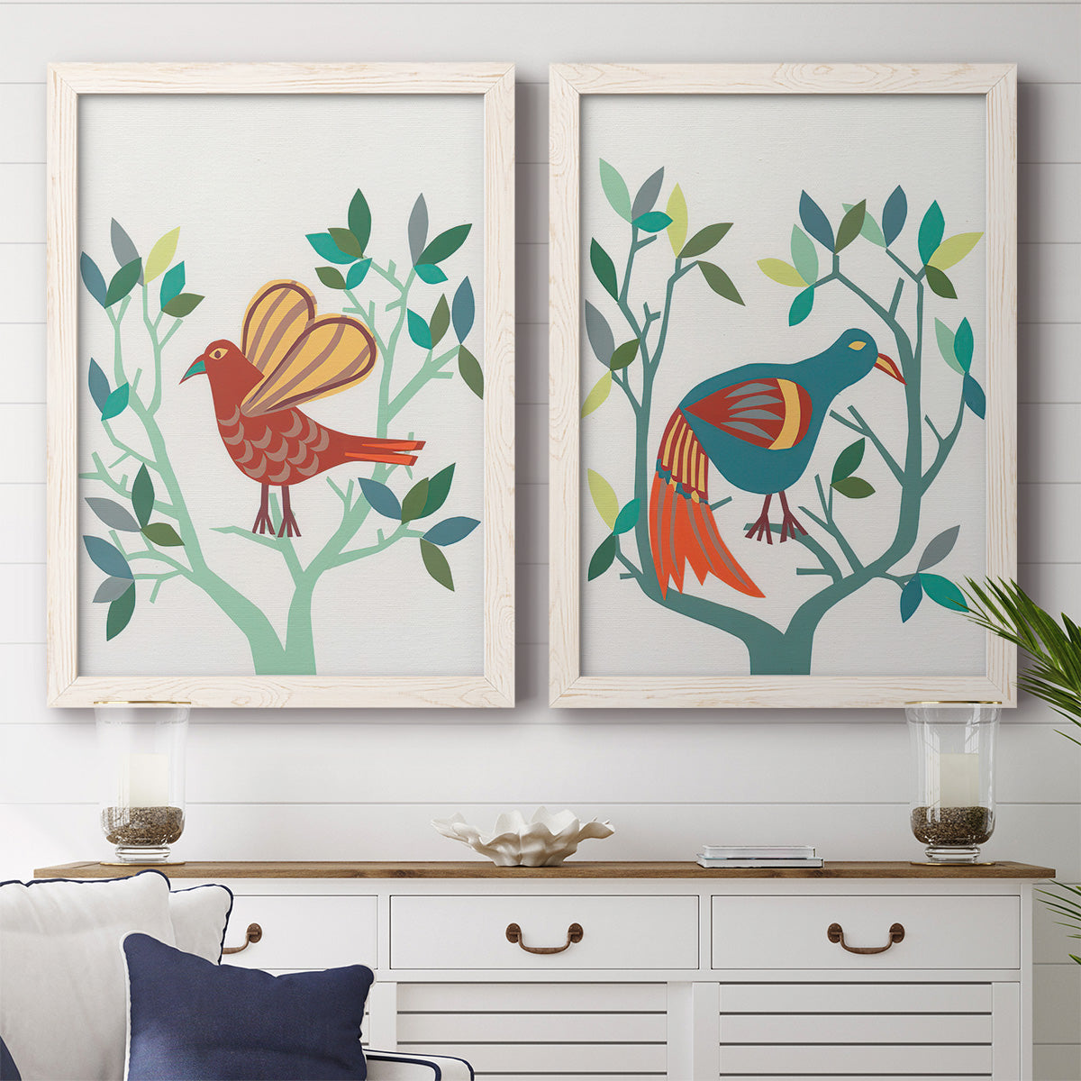 Whitty Bird I - Premium Framed Canvas 2 Piece Set - Ready to Hang