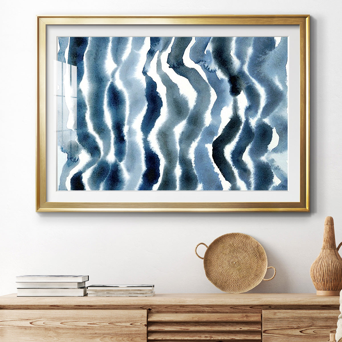 True Blue Wave II - Modern Framed Art Print