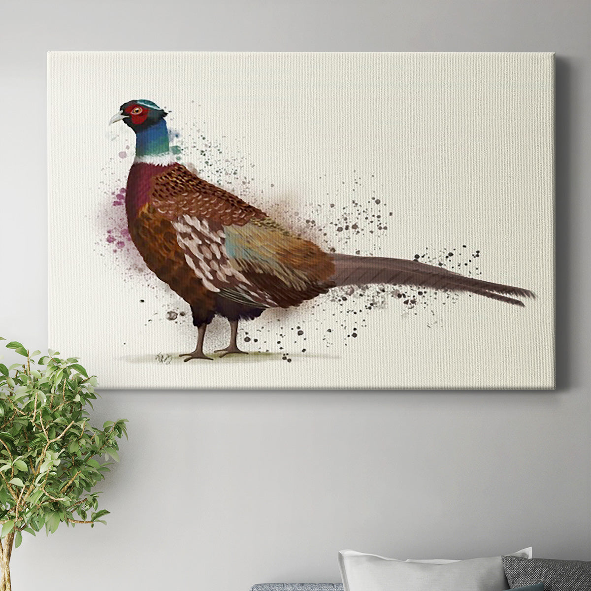 Pheasant Splash 1 Premium Gallery Wrapped Canvas - Ready to Hang