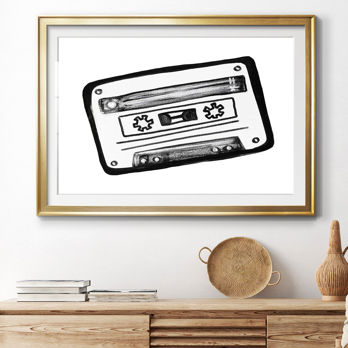 Cassette Sketch Premium Framed Print - Ready to Hang