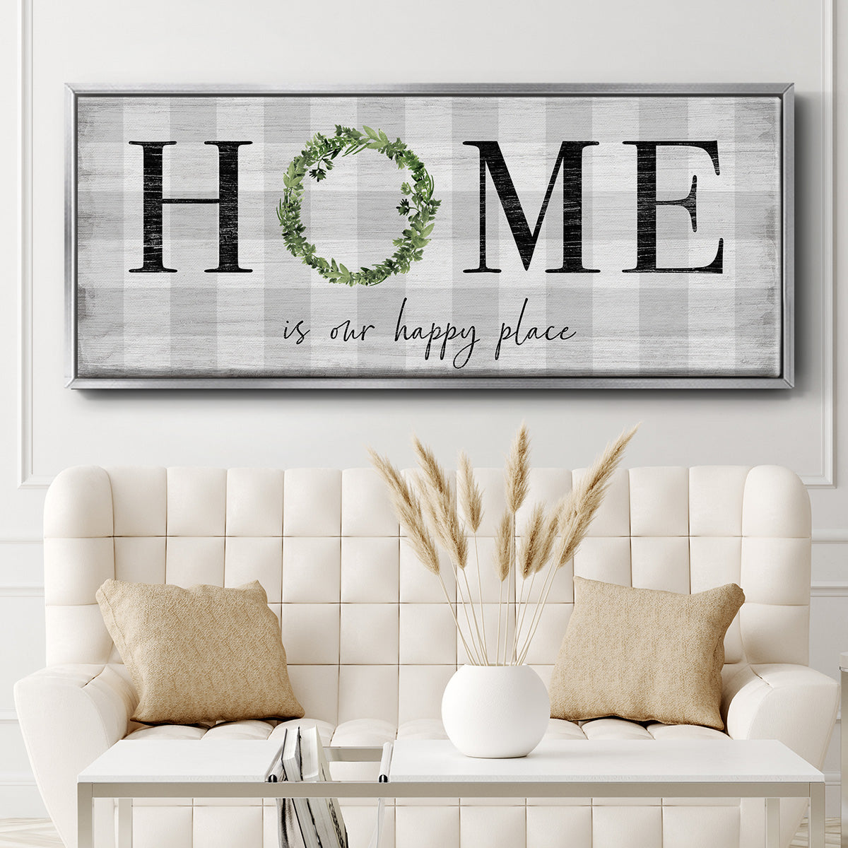 Home is Our Happy Place - Floater Framed Canvas Print