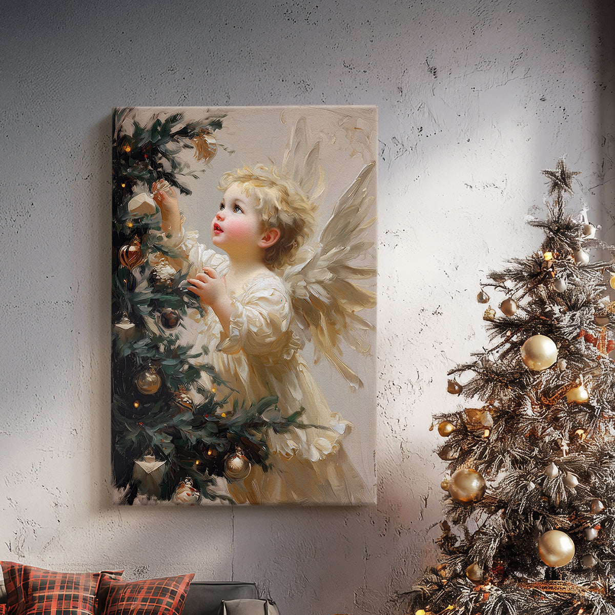 Candlelit Mistletoe Green - Canvas Art Print