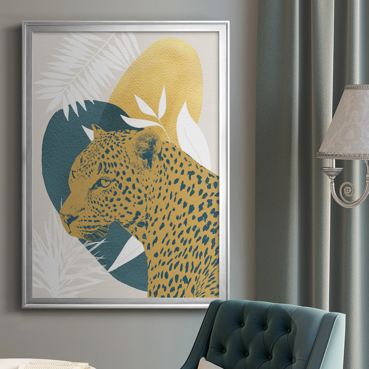 Jungle Cat II - Modern Framed Canvas Print