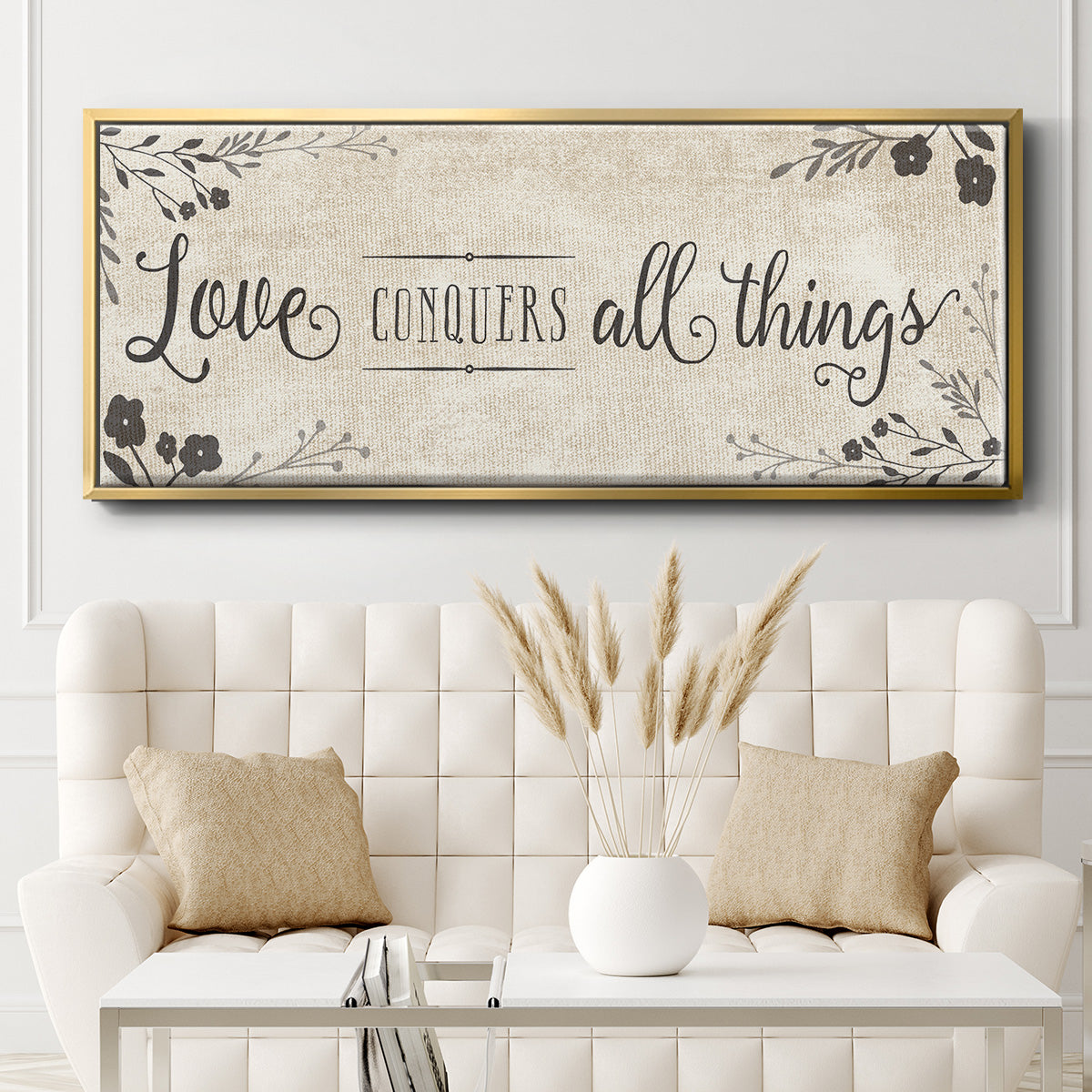 Love Conquers - Floater Framed Canvas Print
