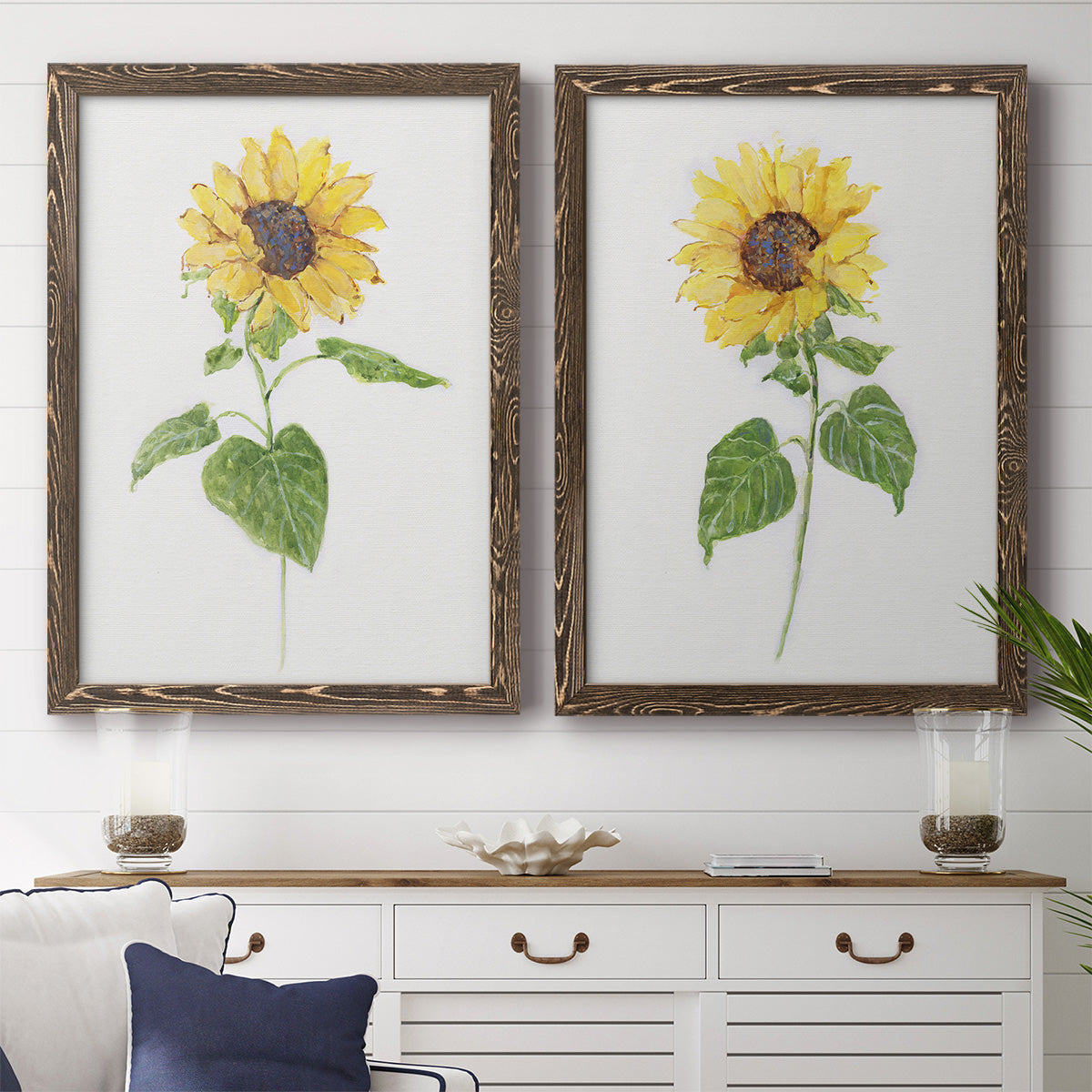 Sunflower I   - Premium Framed Canvas 2 Piece Set - Ready to Hang