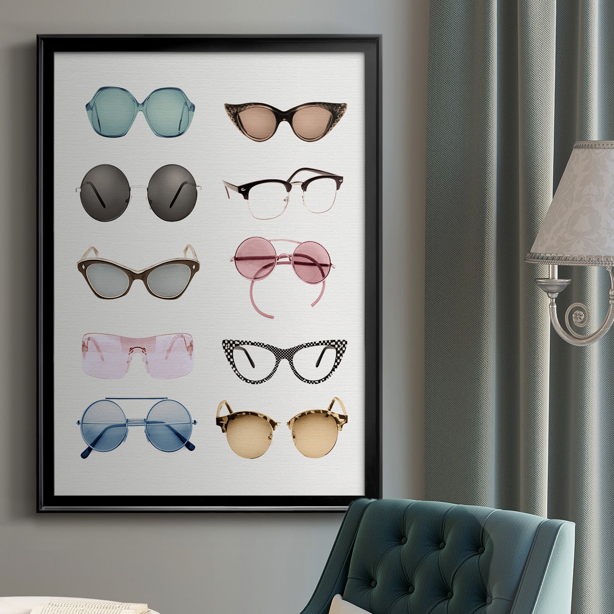 Vintage Glasses II - Modern Framed Canvas Print