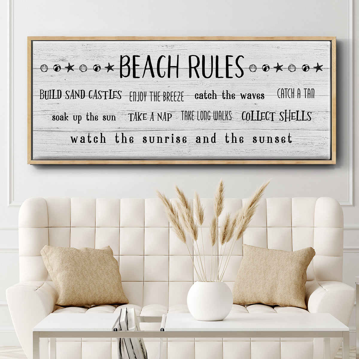 Rules of the Beach - Floater Framed Canvas Print