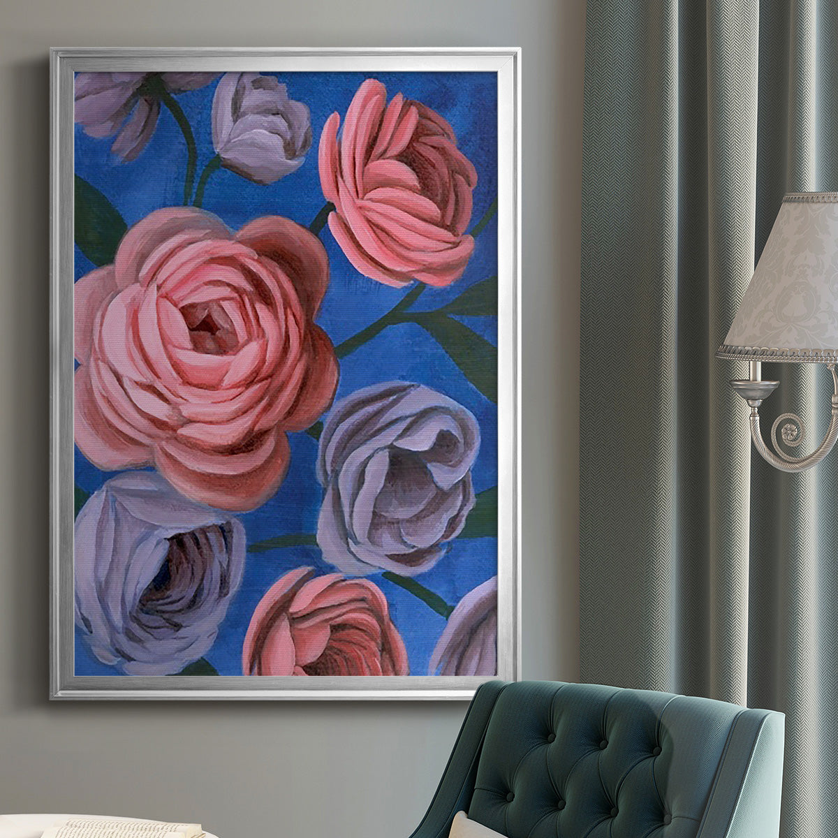 Layered Petals II - Modern Framed Canvas Print