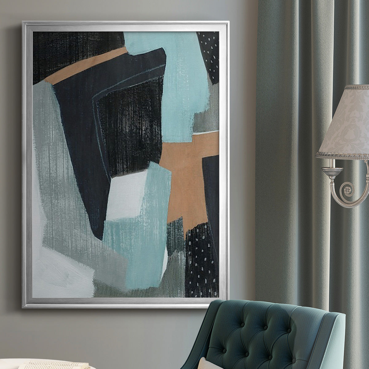 Tangerine Lagoon II - Modern Framed Canvas Print