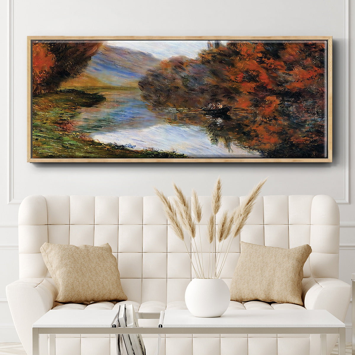 Rowboat on the Seine at Jeufosse, 1884 - Floater Framed Canvas Print