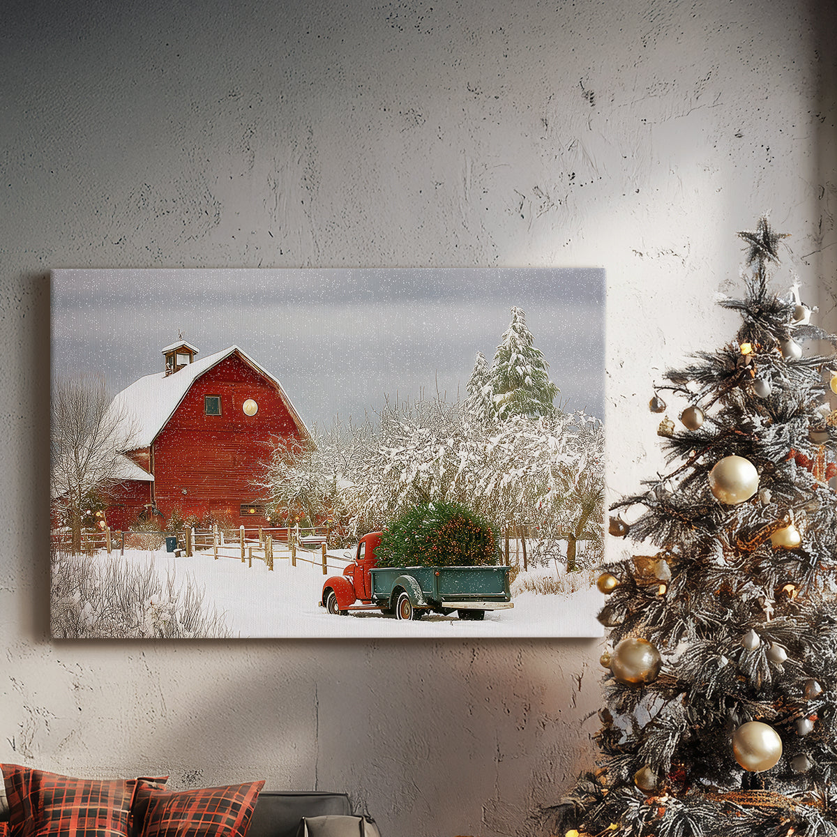 Soft Linen Village Serenade - Canvas Art Print