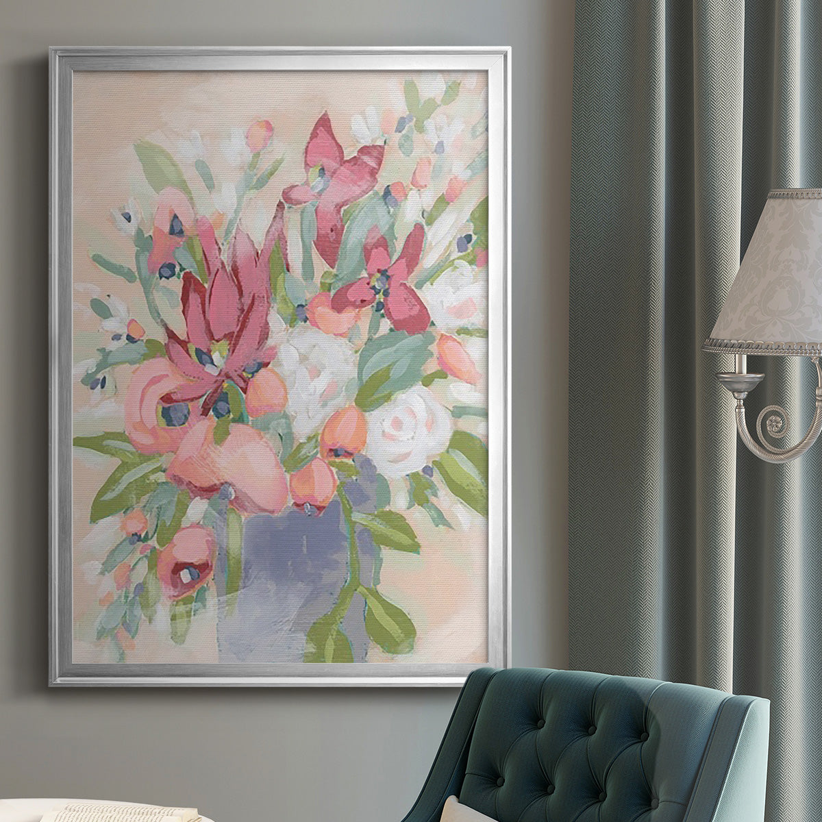 Blush Array I - Modern Framed Canvas Print