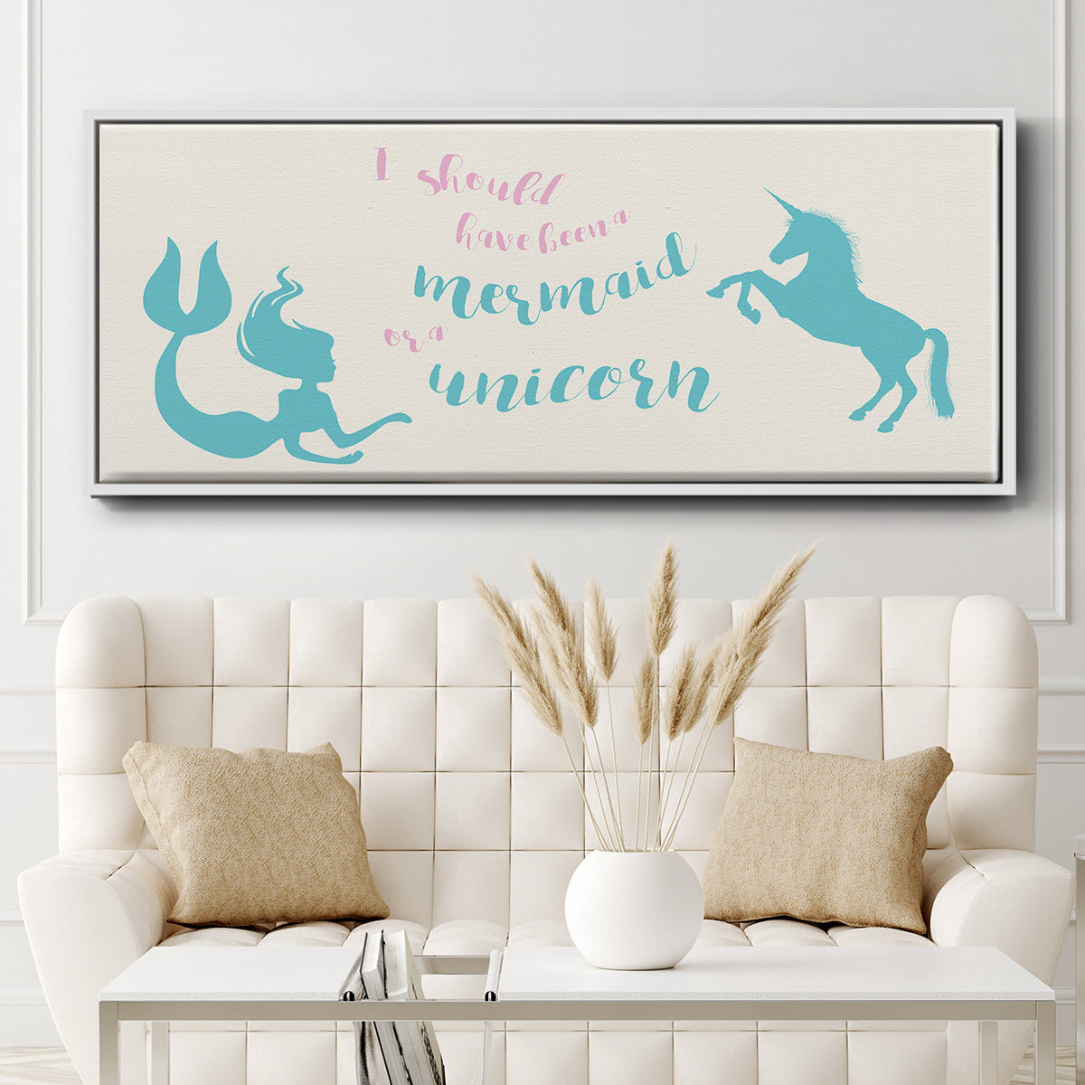 Mermaid Unicorn - Floater Framed Canvas Print