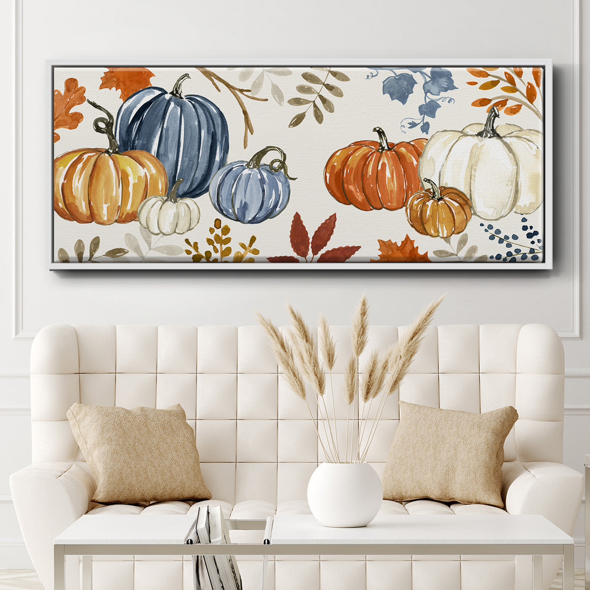 Autumn Pumpkins - Floater Framed Canvas Print